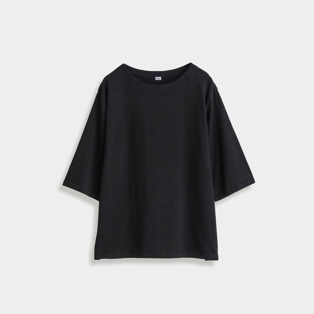 cleaveland <br>     ”Out of everywhere”  <br>   C/pullover Half sleeve     Silk Knit Black