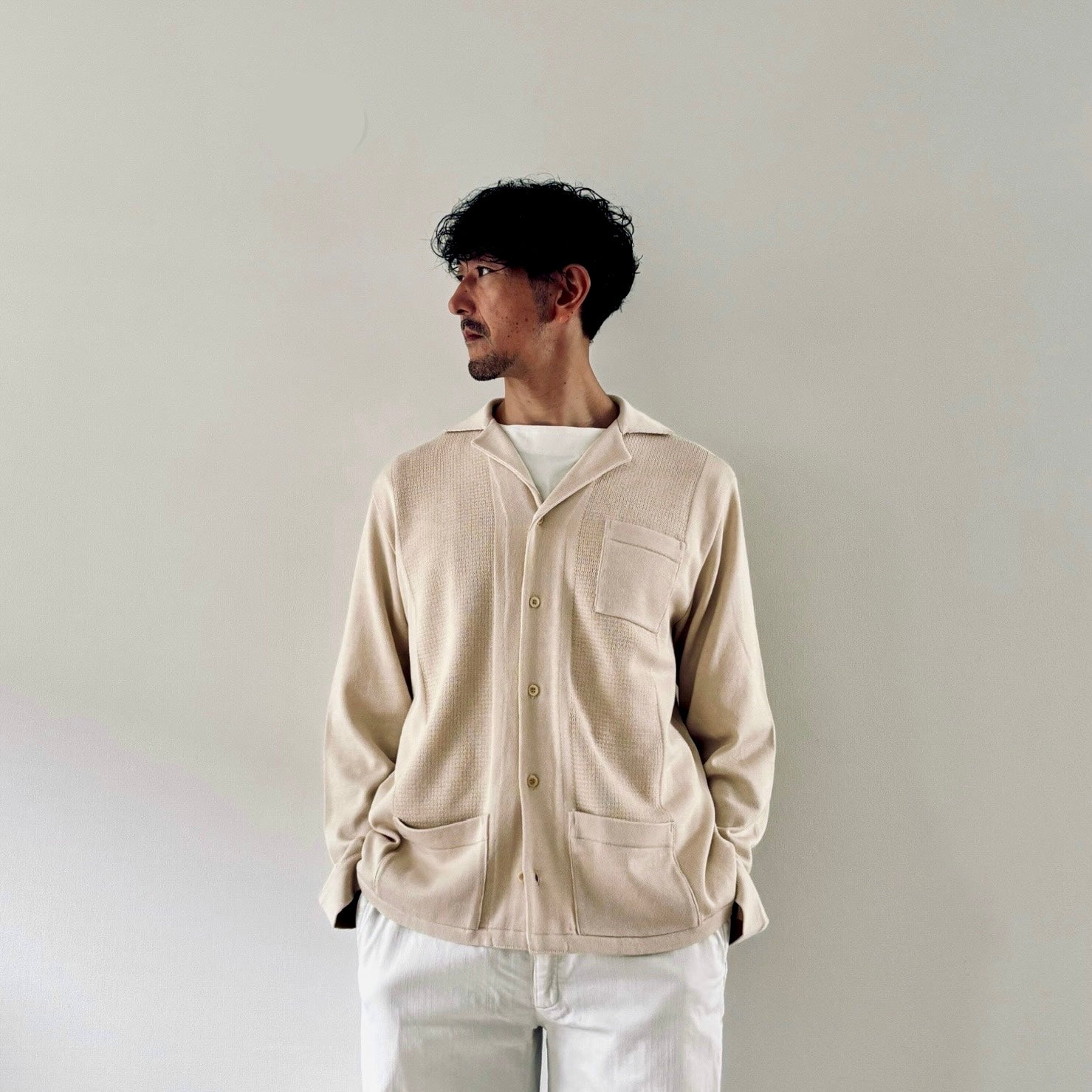cleaveland <br> "The new world" <br> OC/cardigan long sleeve Raw white