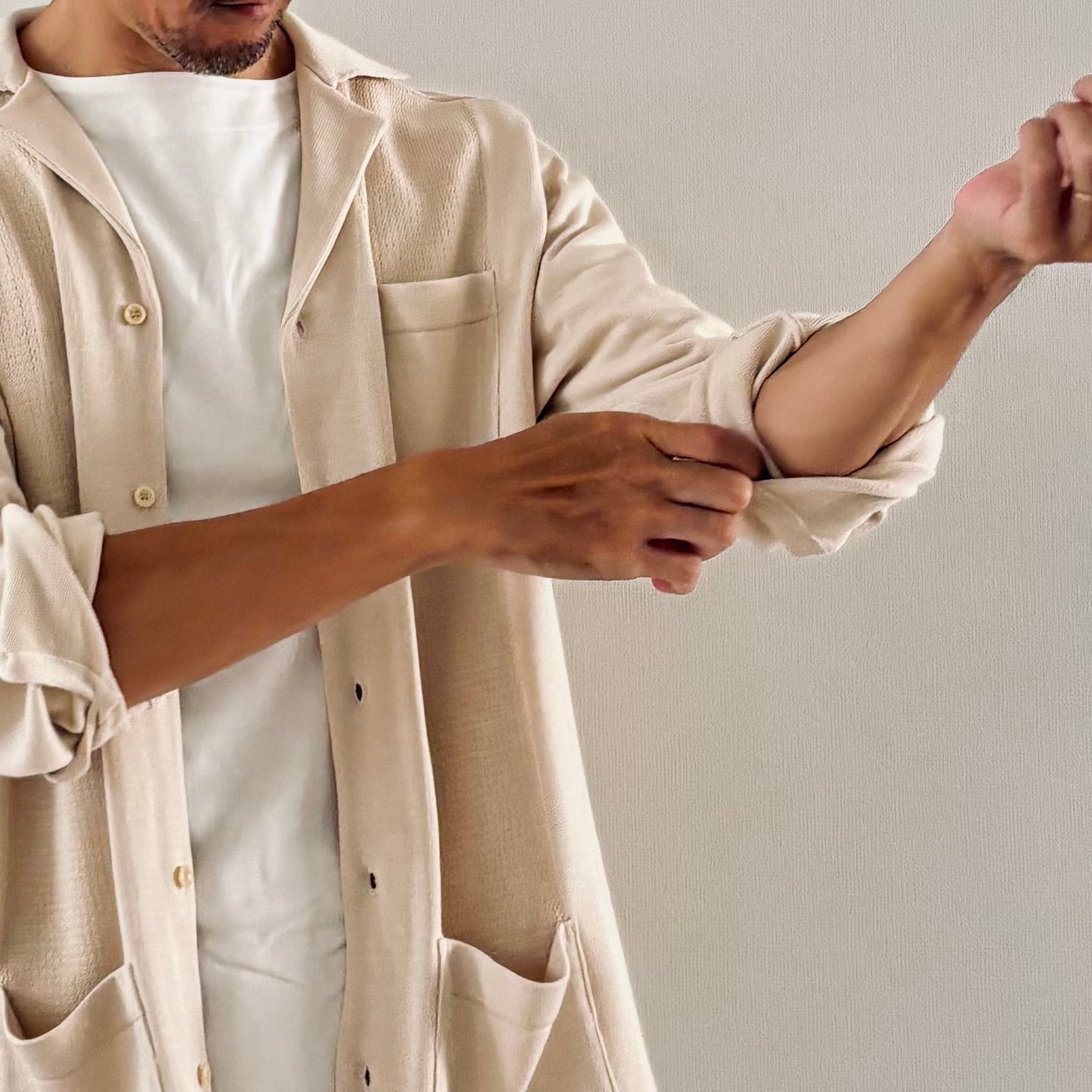 cleaveland <br> "The new world" <br> OC/cardigan long sleeve Raw white