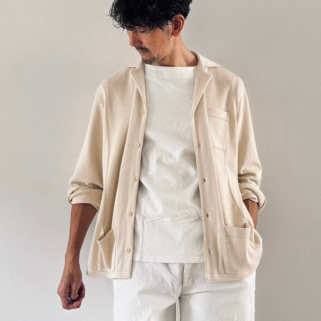 cleaveland <br> "The new world" <br> OC/cardigan long sleeve Raw white