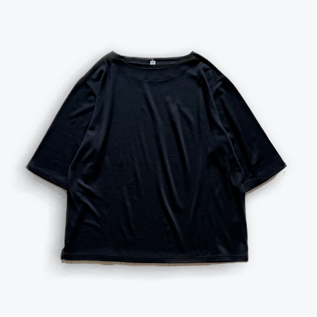 cleaveland    <br>  ”Out of everywhere”  <br>  C/pullover Half sleeve Wool jersey Black